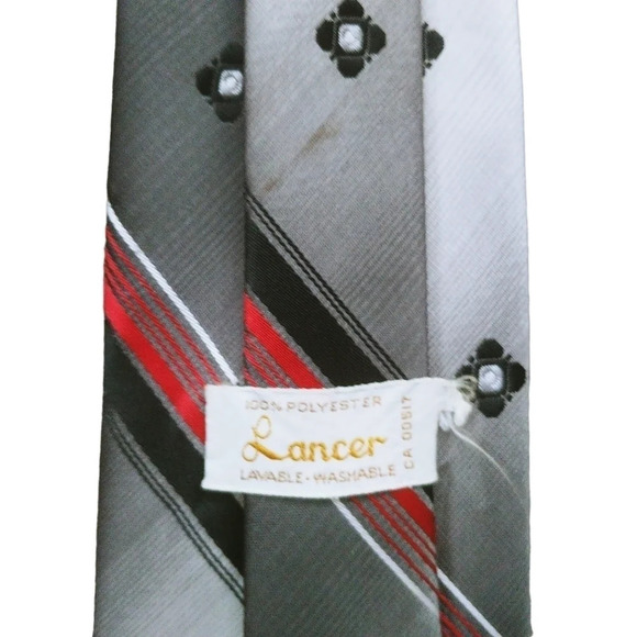 Lancer Polyester  Suit Tie Gray/Red - Picture 4 of 4